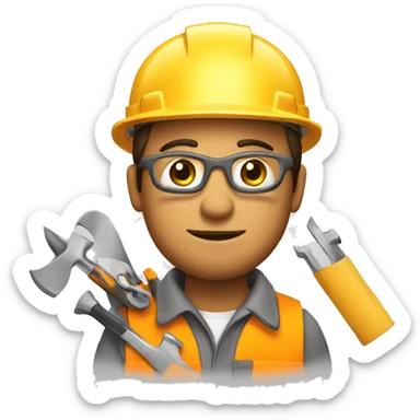 Construction worker with a hard hat and tools sticker