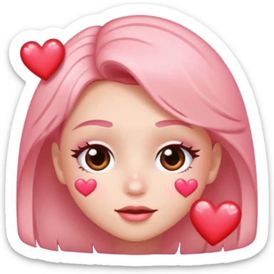 Blushing face with sparkly hearts  sticker