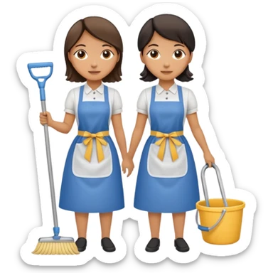 two maids are holding the mop sticker