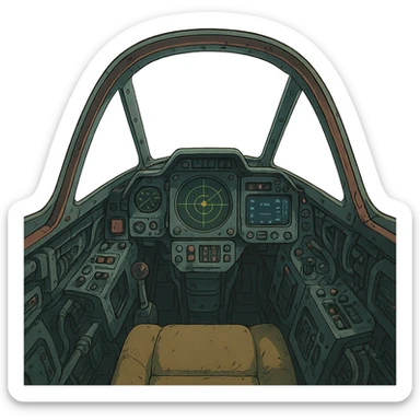 the inside of a spacefighter cockpit sticker