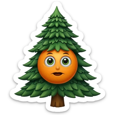 sapin avec deux gros yeux orange, pas de bouche sticker