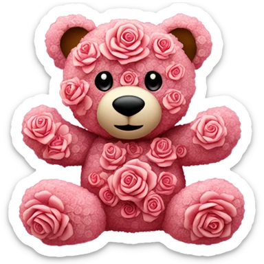 Valentine’s cute teddy bear made of little roses  sticker