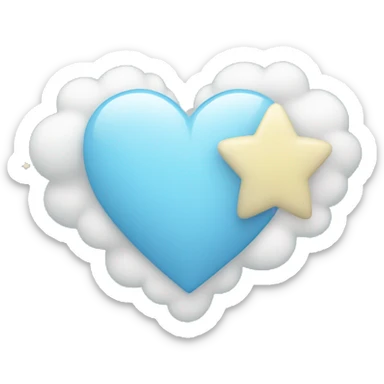 light blue heart with clouds and stars sticker