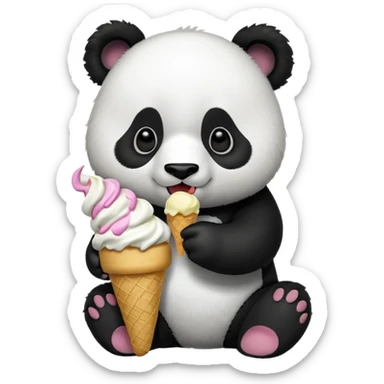 Un panda comiendo helado sticker