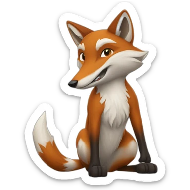 Un renard qui fait un doit d'honneur sticker