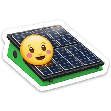 solar powered module emoji style, small device with solar panel, friendly look, no text sticker