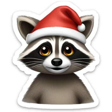 Raccoon wearing Santa hat sticker