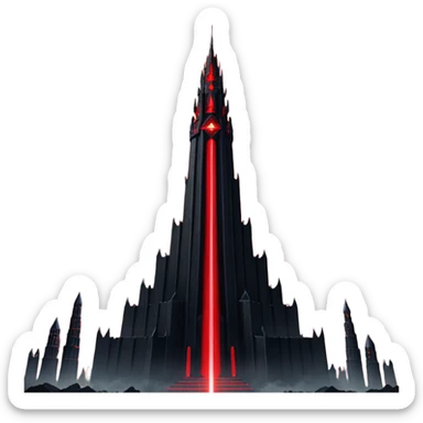 Barad Dúr from Lord of the Rings, Dark, giant Tower, with red laser beams shooting into the sky sticker