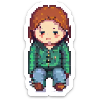 A person with a sad expression, looking lonely sticker