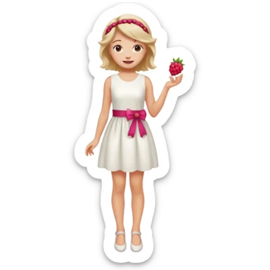 Raspberry torte human girl full body and legs with a raspberry barrette on her hair without a cake sticker