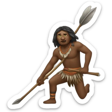 Aborigine with spear hunting sticker