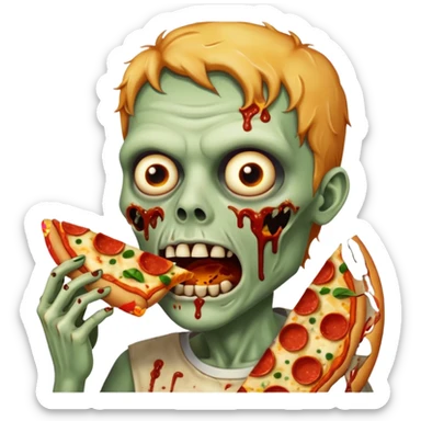 zombie eating pizza slice sticker