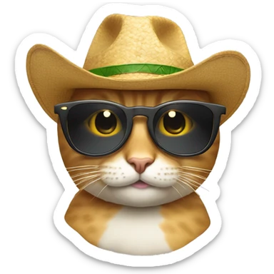 Un gato con gafas de sol geniales y sosteniendo dinero con un sombrero genial. sticker