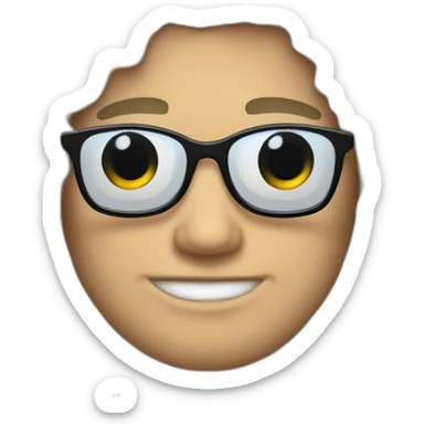 Fat white male with long curly black hair and sunglasses sticker