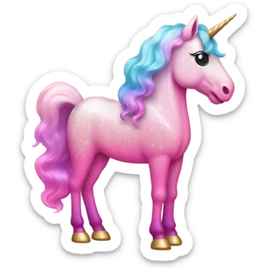 Pink rainbow ombre full body majestic unicorn with glitter  sticker