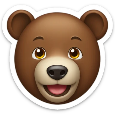 a brown sympathic bear smilling sticker