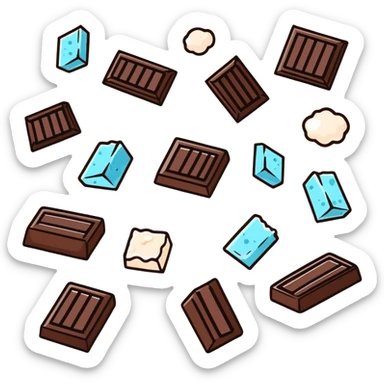 A piece of dark chocolate with sea salt crystals sprinkled on top sticker