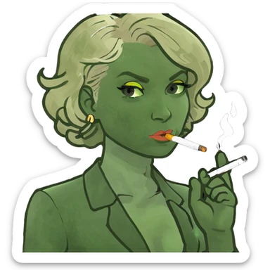 Mom with blonde hair smoking sticker