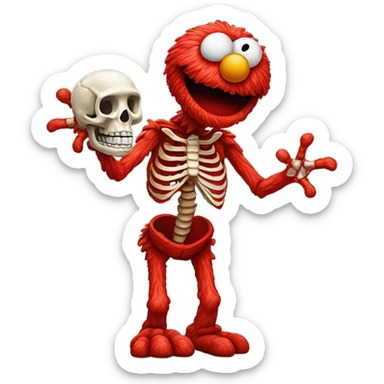 Photorealistic Elmo with a skeleton sticker