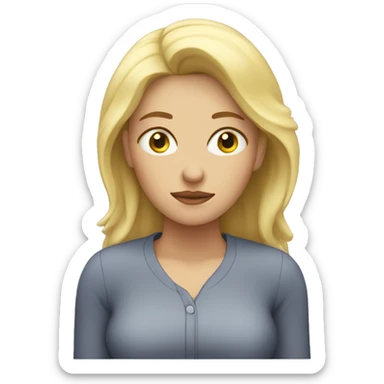 tired blonde woman with falls down away sticker