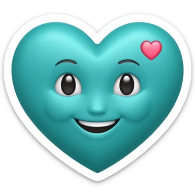 teal heart with smile sticker