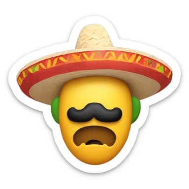 Mario wearing a Mexican sombrero and eating tacos sticker