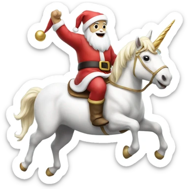 Santa Claus riding a unicorn  sticker