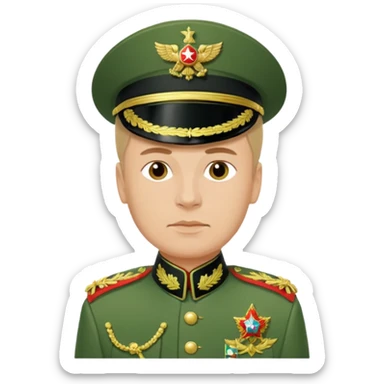 Generate a photorealistic Russian general in a green general's uniform. maximum quality and realism sticker