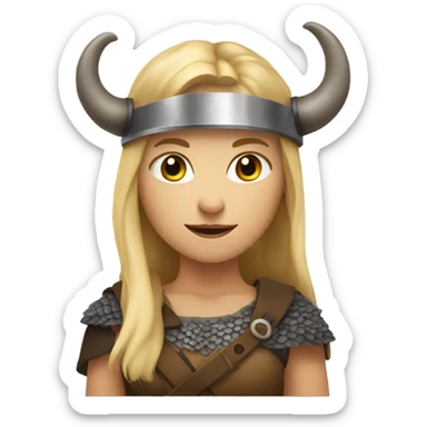 Girl Viking blonde hair helmet with horns sticker