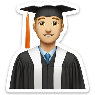 White guy graduation with orange line sticker