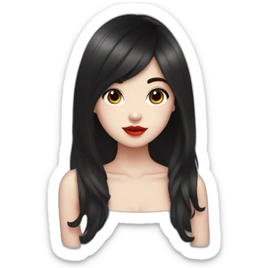 Beautiful young woman,Black hair,long hair,White skin,oval face,big eyes,Blackeyes,Redlips,Chinese sticker