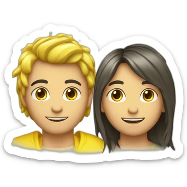 Homme cheveux jaune et yeux arc-en-ciel sticker