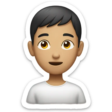 Asian boy having bright skin with bible sticker