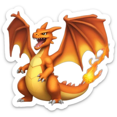 Charizard as a Medivial Dragon breathing fire from mouth  sticker