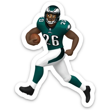 philadelphia eagle player football number 26 jumping kelly green sticker