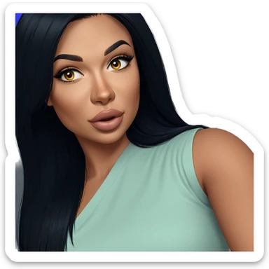 black haired girl portrait sticker