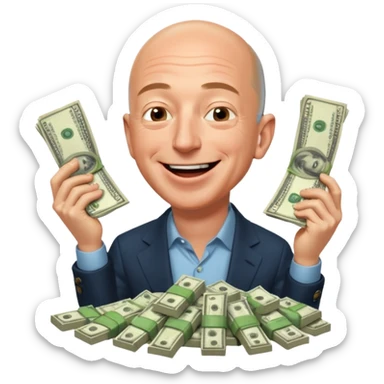 jeff bezos sniff money and laughing like madman sticker