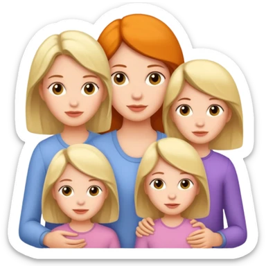 Mother with three daughters below her  sticker
