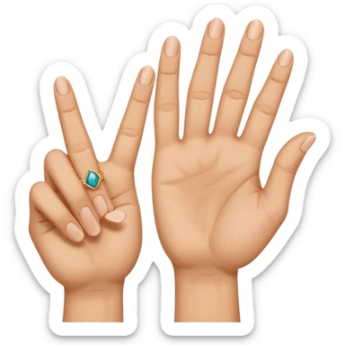 Fais-moi demain coller les unes à côté des autres. La première main gauche le pouce, l’index, majeur sont levé alors que l’annulaire et auriculaire sont repliés. Reproduit la même chose pour la main droite. sticker