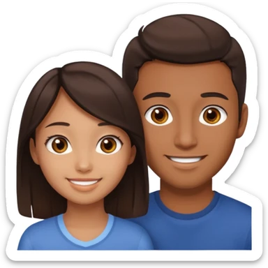 A darker Asian girl with brown eyes and dark brown hair, with her caucasian boyfriend who has hazel eyes and light brown hair. sticker