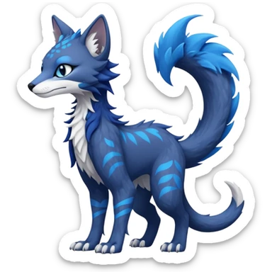 Kawaii dark edgy fantasy feline-vernid-sergal-fursona animal creature with a tufted tail full body with intricate markings  sticker
