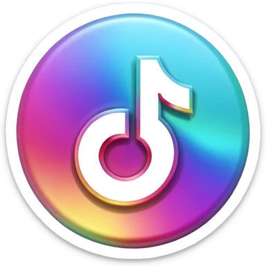 Realistic, iridescent color, 3D, Tiktok logo sticker