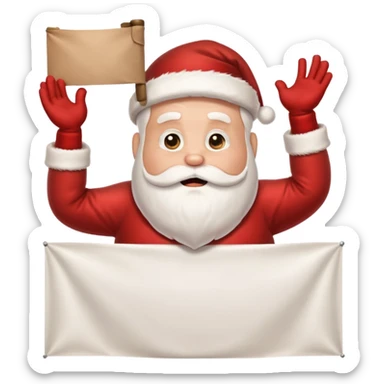 drunk santa holding up a huge blank banner 4 times his size above his head sticker