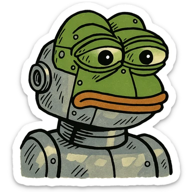 Pepe the Frog as a robot with metallic body sticker