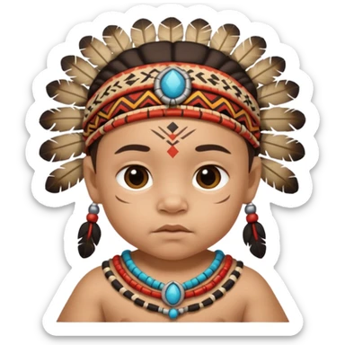 Indiozinho bebê meio branco. com características de índio roupinha de índio rosto também  sticker
