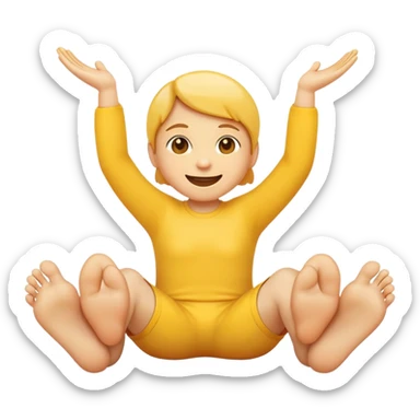 😊 with its hands below its cheeks and legs showing its feets behind the head. Position looks like the emoji is laying on the floor sticker