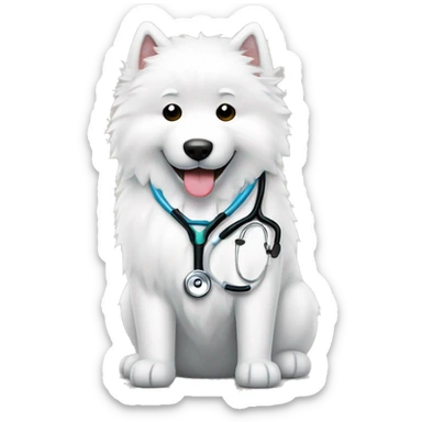Samoyed with stethoscope sticker