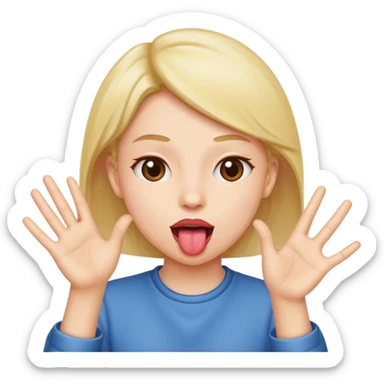 Tongue out hands to the side sticker
