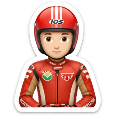 red motorcycle racer with out helmet sticker