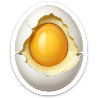 egg object icon, cracked egg with yolk, 3D cartoon, mobile game icon style, clean background, no text, no watermark
 sticker